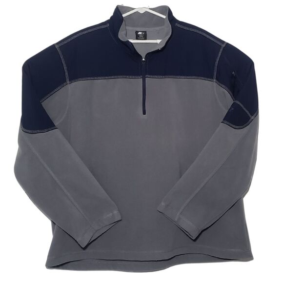Vintage Starter Fleece Y2K Men's XL Grey Blue Polyester Sleeve Pocket Half Zip - Picture 1 of 3